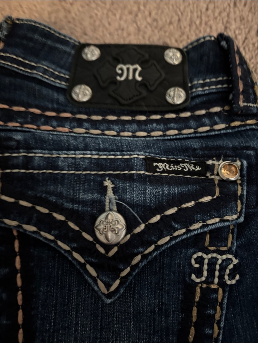 Miss Me Dark Indigo Bootcut Jeans with Embroidered Pocket - Picture 2 of 11